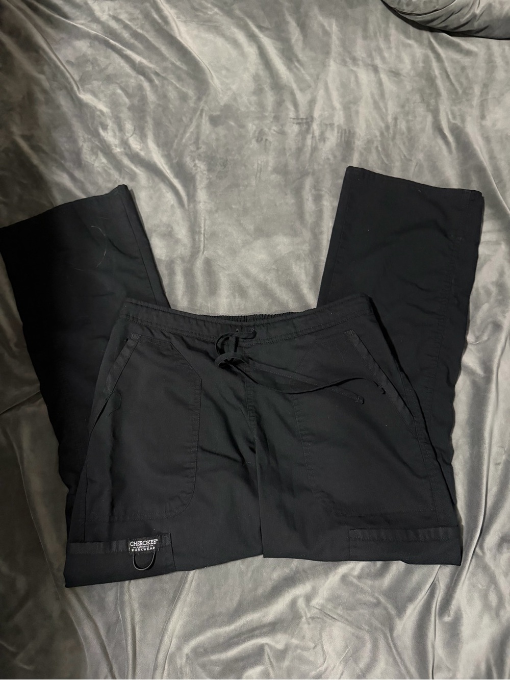Cherokee Black Drawstring Scrub Pants